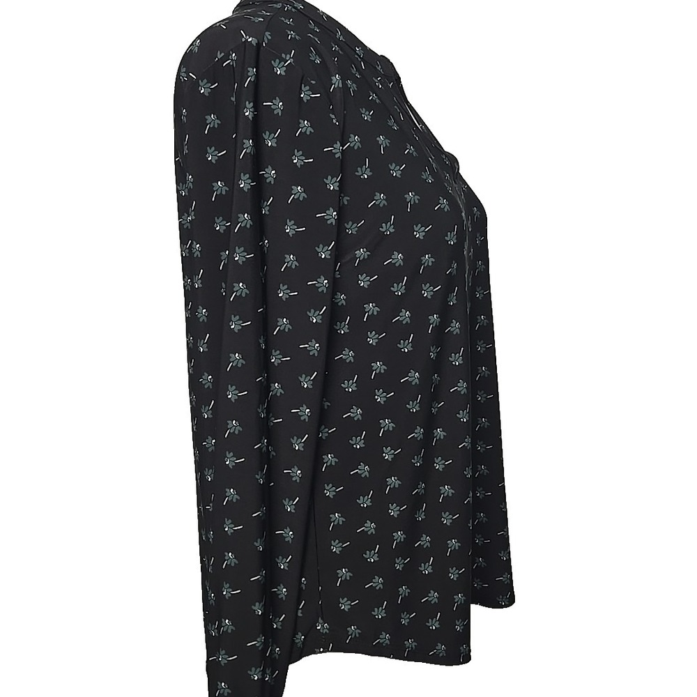 Anne Klein Black Print Stretch Knit Long Sleeve Top Blouse Size Small S - Picture 3 of 6